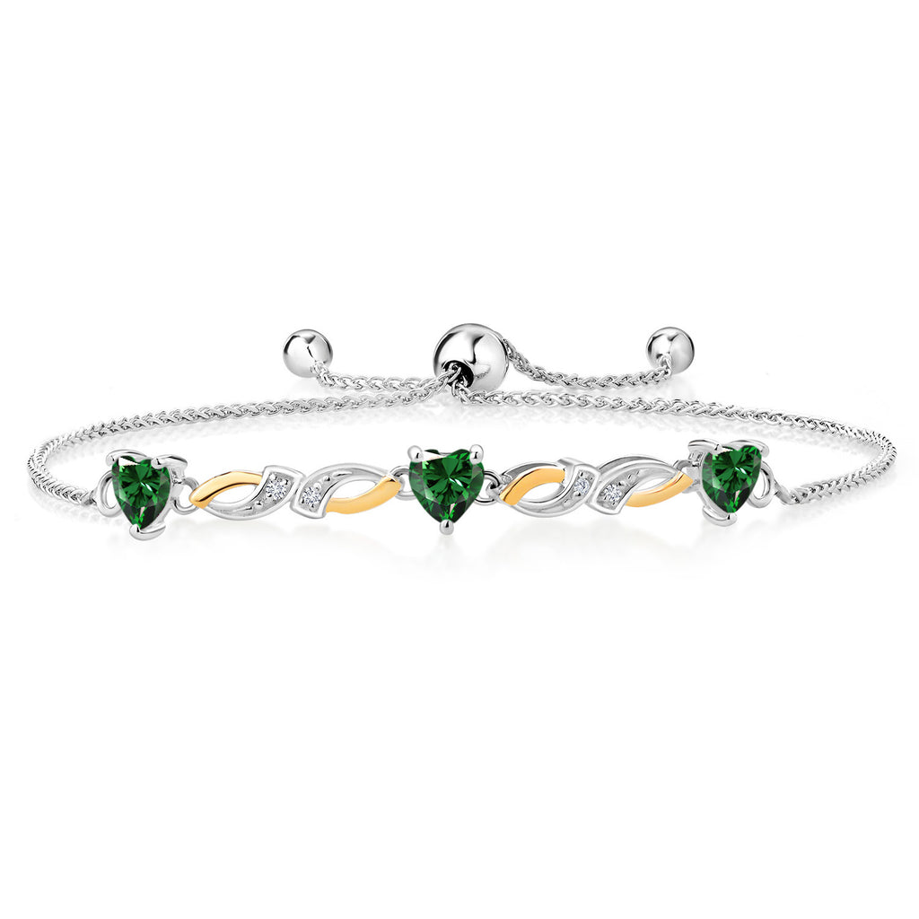 Nano Emerald - May_Bracelet in 925 Sterling Silver and 10K Yellow Gold
