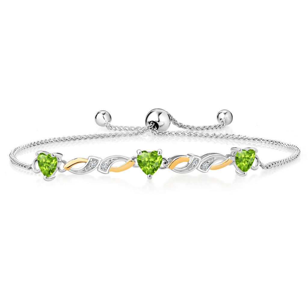 Peridot - August_Bracelet in 925 Sterling Silver and 10K Yellow Gold