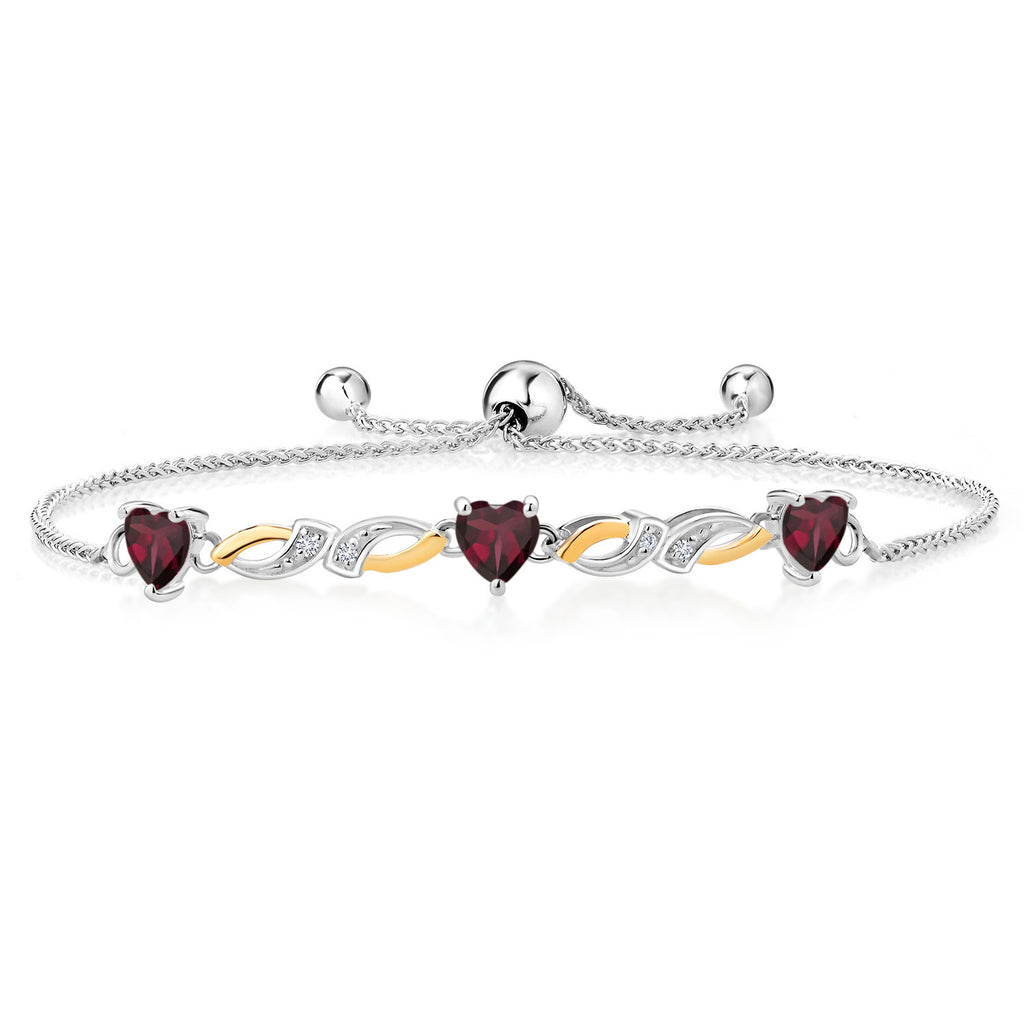 Rhodolite Garnet_Bracelet in 925 Sterling Silver and 10K Yellow Gold