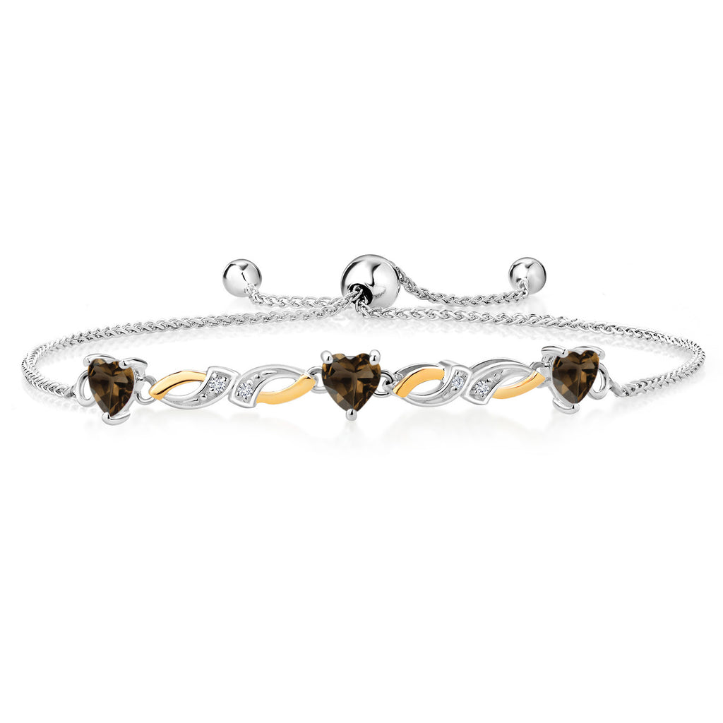Smoky Quartz_Bracelet in 925 Sterling Silver and 10K Yellow Gold