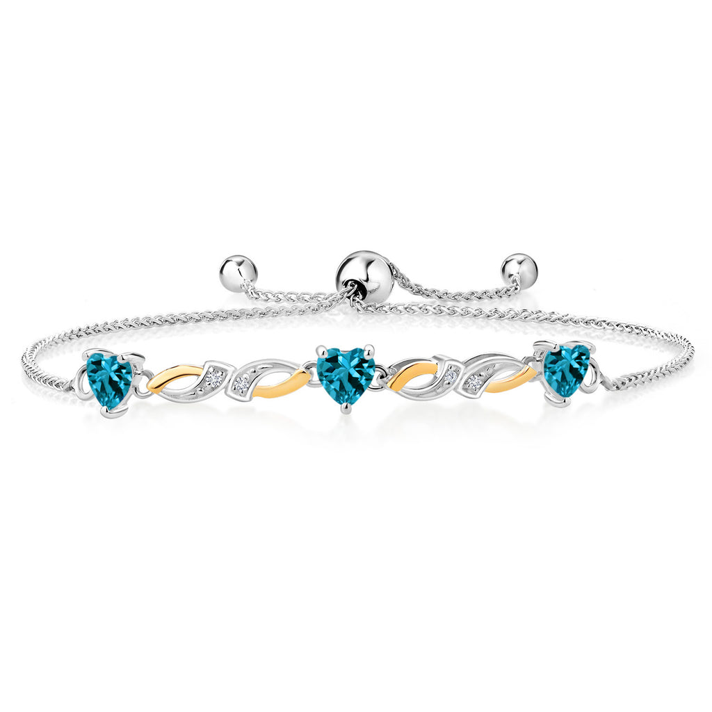 London Blue Topaz - November_Bracelet in 925 Sterling Silver and 10K Yellow Gold