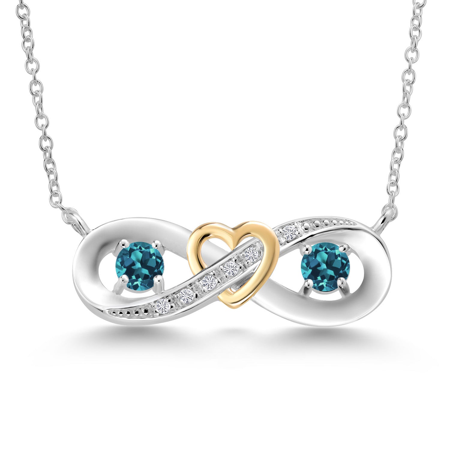 Necklace in 925 Sterling Silver and 10K Yellow Gold