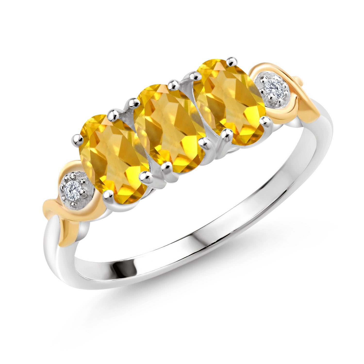 Citrine - November_5_Ring in 925 Sterling Silver and 10K Yellow Gold