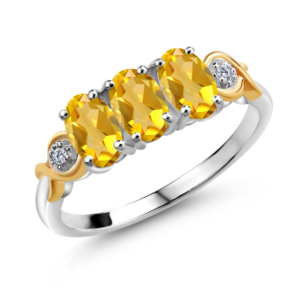 Citrine - November_6_Ring in 925 Sterling Silver and 10K Yellow Gold