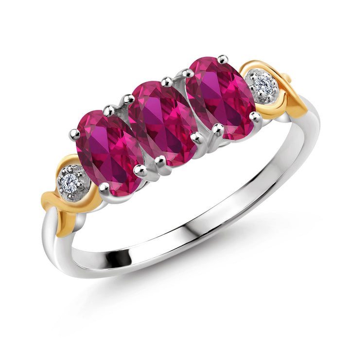 Created Ruby - July_5_Ring in 925 Sterling Silver and 10K Yellow Gold