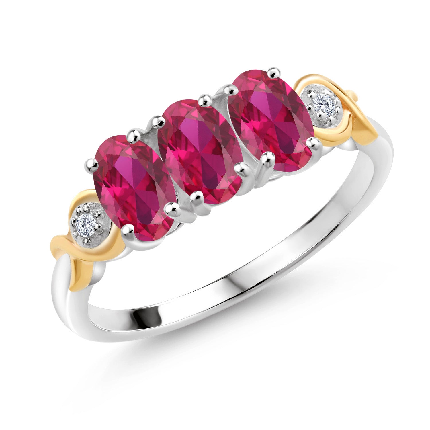 Created Ruby - July_9_Ring in 925 Sterling Silver and 10K Yellow Gold