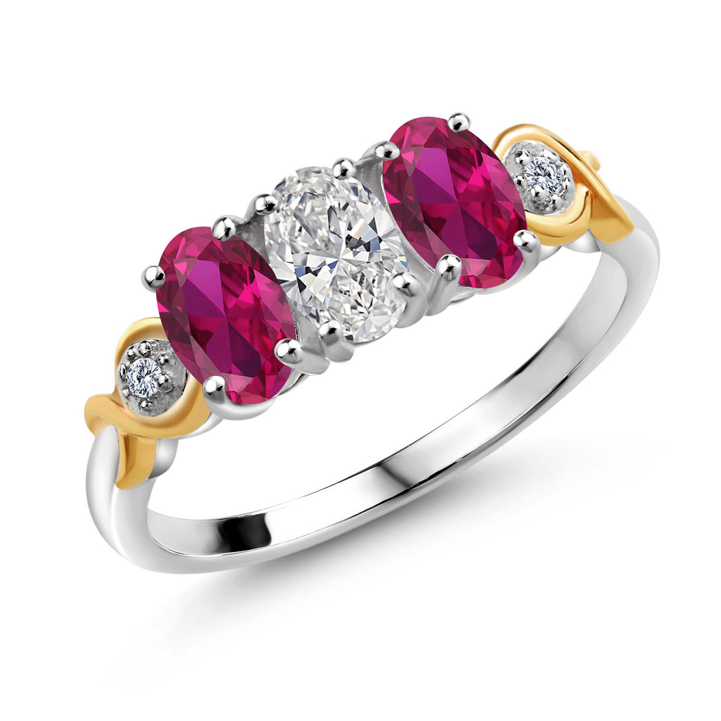 Created Ruby - July_5_Ring in 925 Sterling Silver and 10K Yellow Gold
