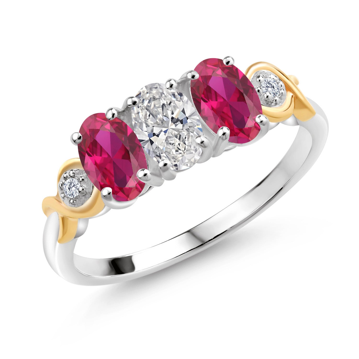 Created Ruby - July_7_Ring in 925 Sterling Silver and 10K Yellow Gold