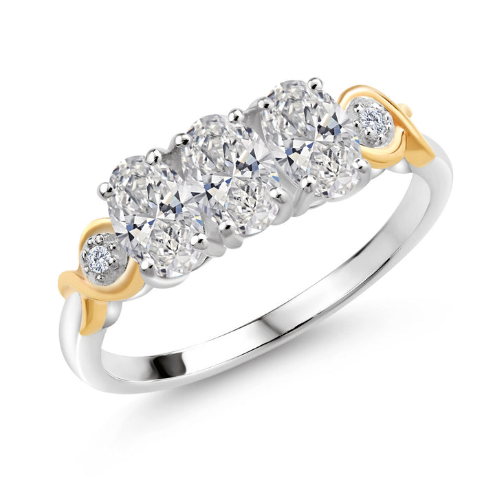 925 Silver and 10K Yellow Gold White Lab Grown Diamond Engagement Ring For Women | 1.22 Cttw | Oval 6X4MM | Gemstone April Birthstone | Available in Size 5,6,7,8,9