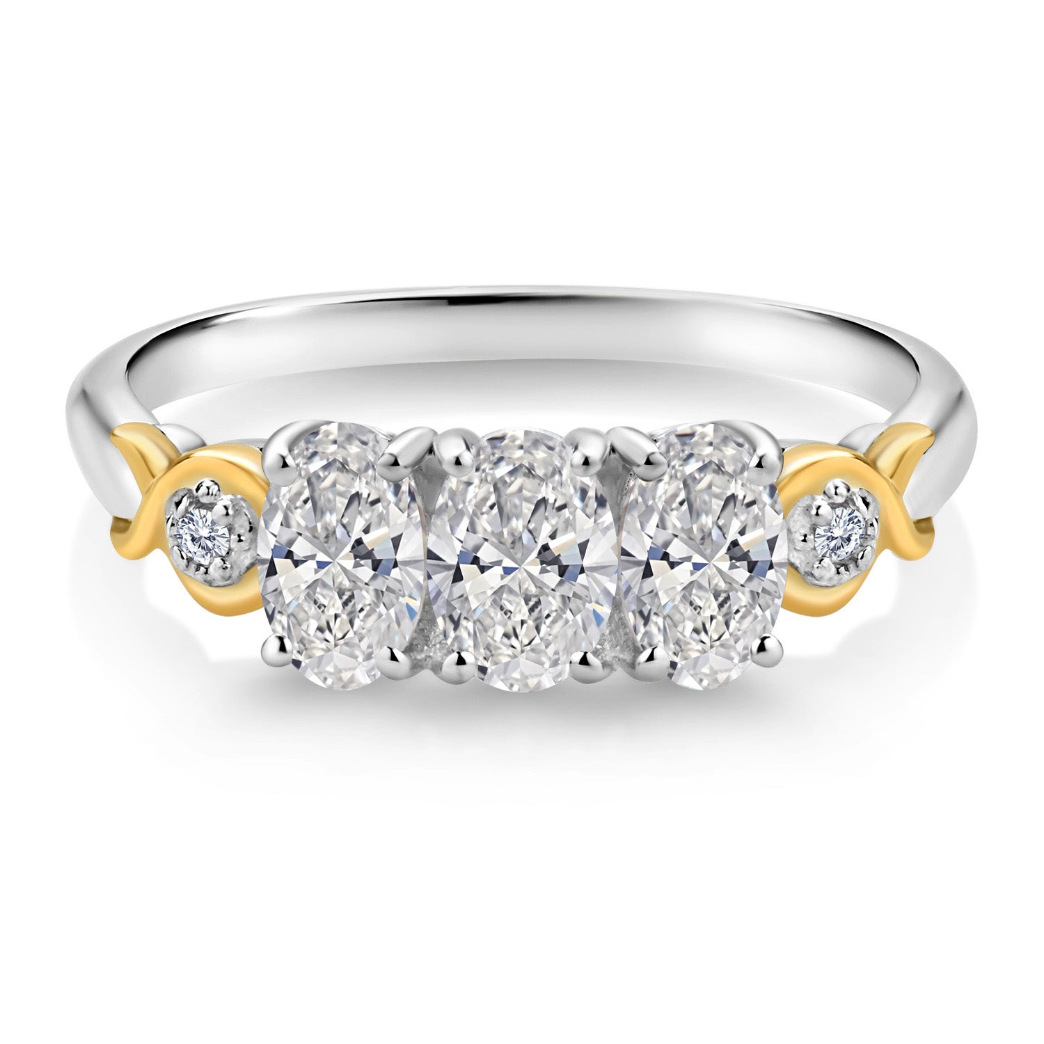 White Lab Grown Diamond - April_9_Ring in 925 Sterling Silver and 10K Yellow Gold