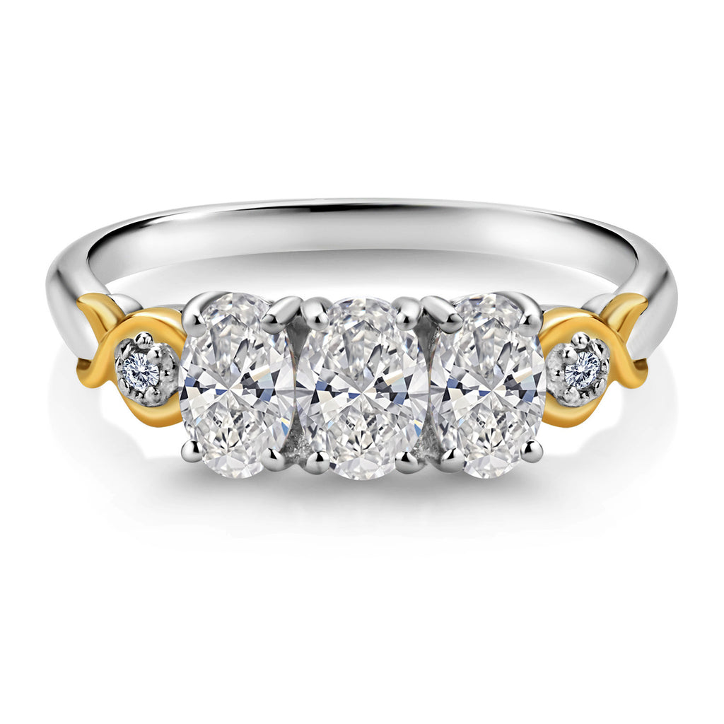 White Lab Grown Diamond - April_9_Ring in 925 Sterling Silver and 10K Yellow Gold