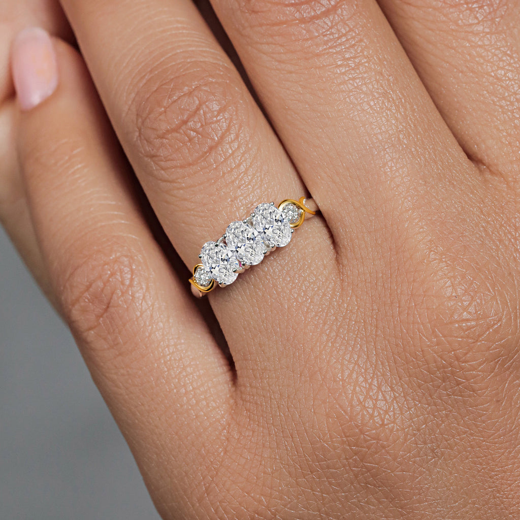 White Lab Grown Diamond - April_9_Ring in 925 Sterling Silver and 10K Yellow Gold