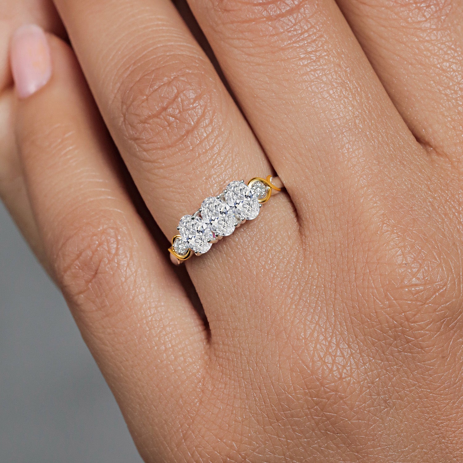 White Lab Grown Diamond - April_9_Ring in 925 Sterling Silver and 10K Yellow Gold