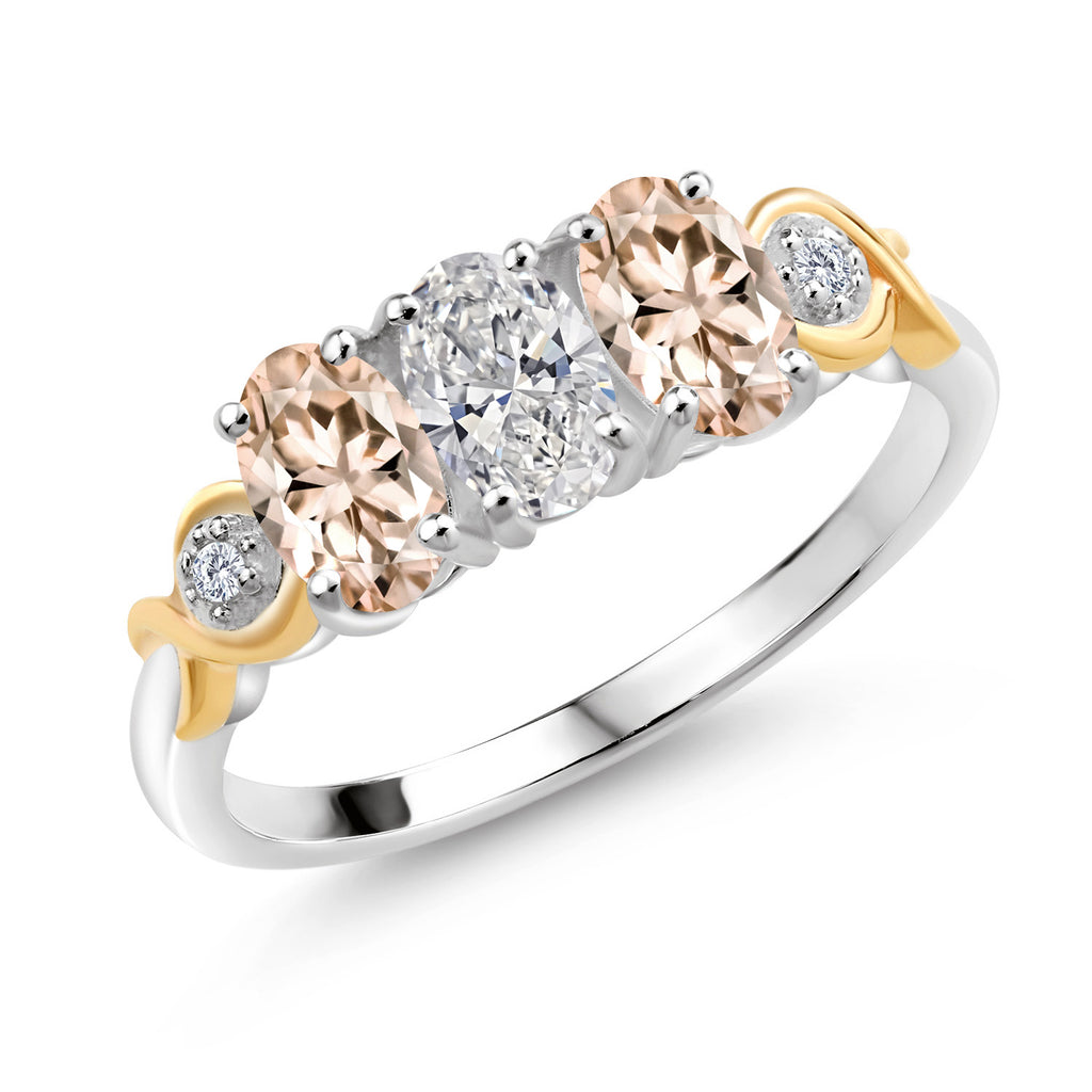 Morganite - October_7_Ring in 925 Sterling Silver and 10K Yellow Gold