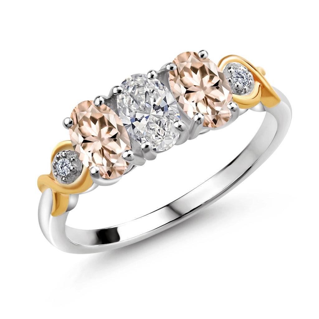 Morganite - October_5_Ring in 925 Sterling Silver and 10K Yellow Gold