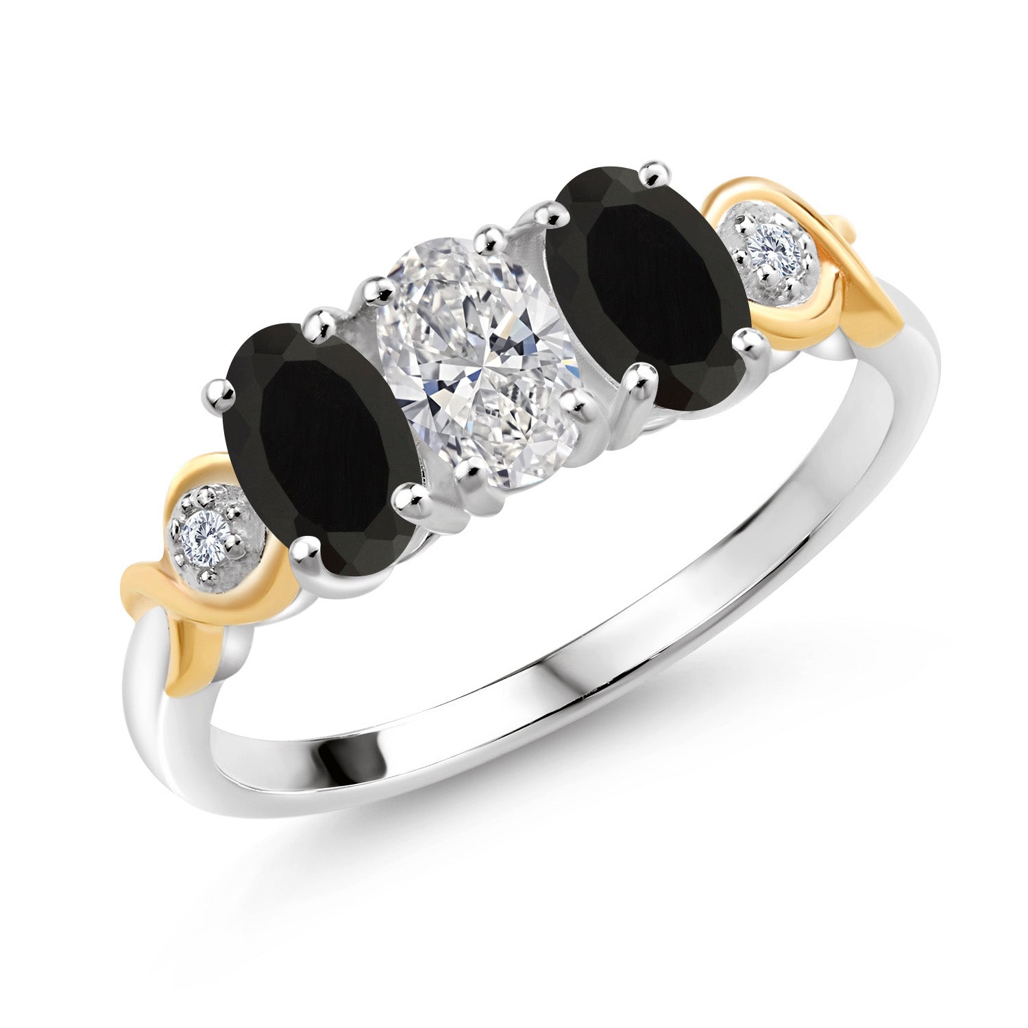 Onyx - December_9_Ring in 925 Sterling Silver and 10K Yellow Gold