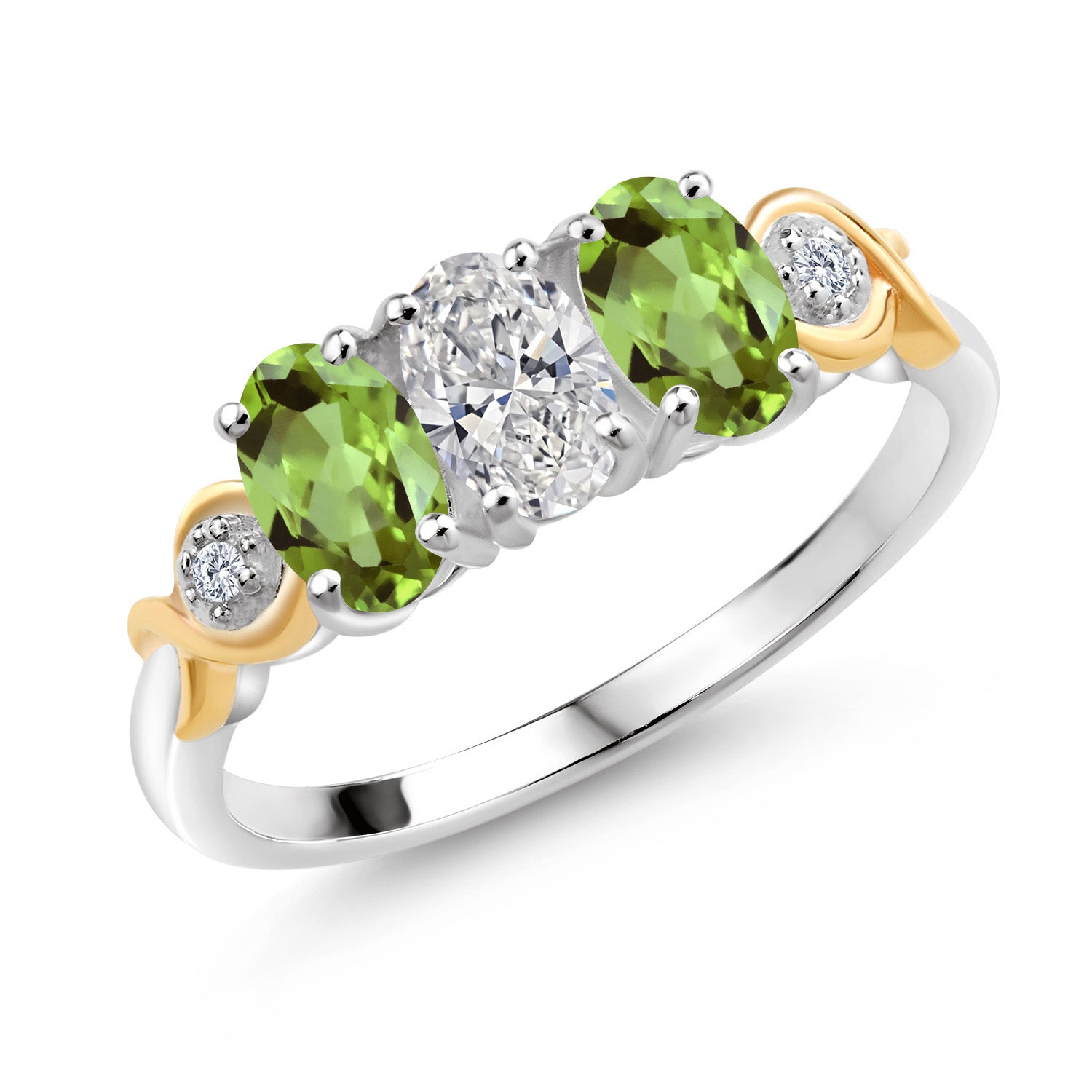 Peridot - August_9_Ring in 925 Sterling Silver and 10K Yellow Gold