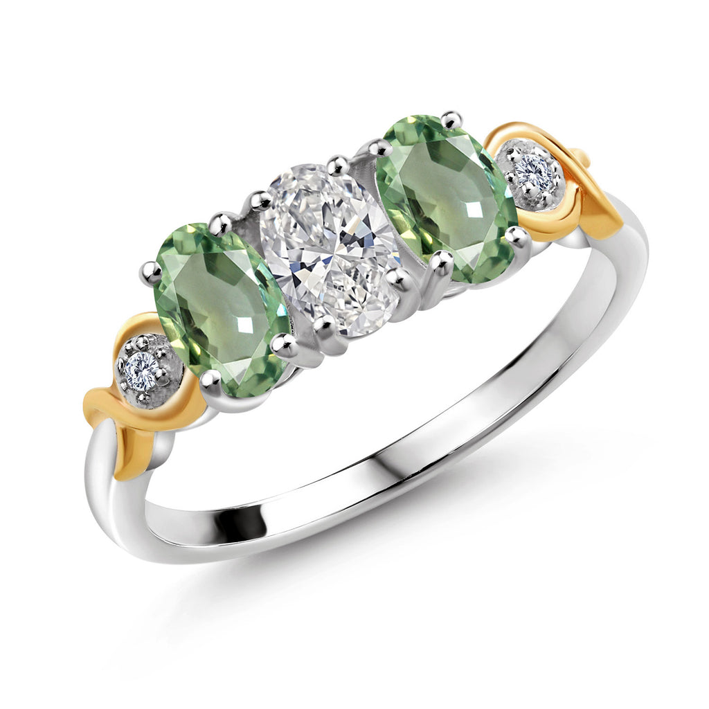 Green Sapphire - September_6_Ring in 925 Sterling Silver and 10K Yellow Gold