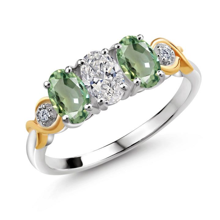 Green Sapphire - September_5_Ring in 925 Sterling Silver and 10K Yellow Gold