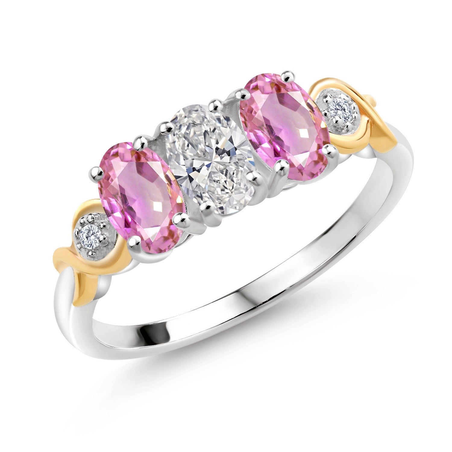 Pink Sapphire - September_8_Ring in 925 Sterling Silver and 10K Yellow Gold