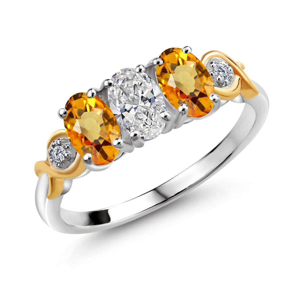 Yellow Sapphire - September_9_Ring in 925 Sterling Silver and 10K Yellow Gold
