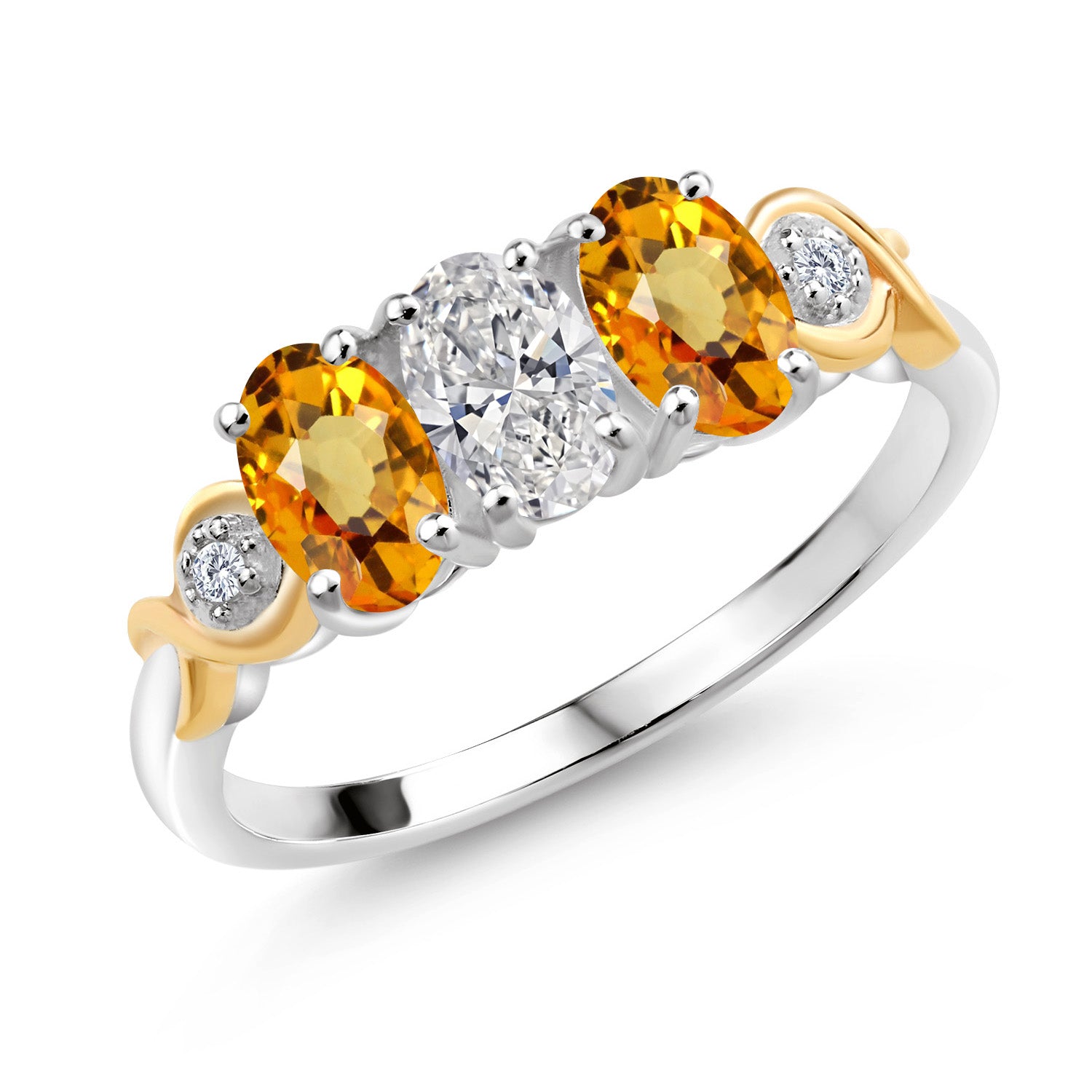 Yellow Sapphire - September_8_Ring in 925 Sterling Silver and 10K Yellow Gold