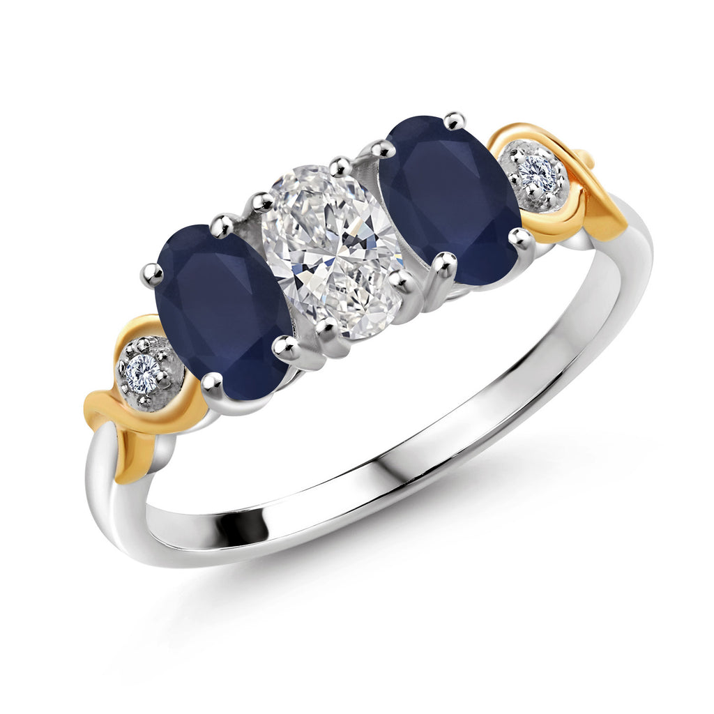 Blue Sapphire - September_9_Ring in 925 Sterling Silver and 10K Yellow Gold