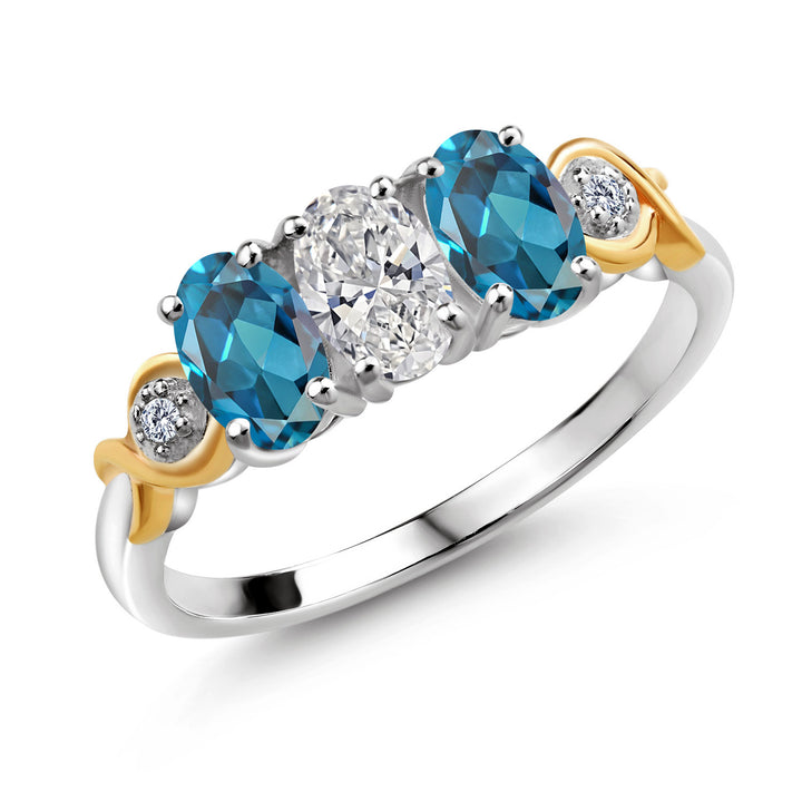 London Blue Topaz - November_5_Ring in 925 Sterling Silver and 10K Yellow Gold