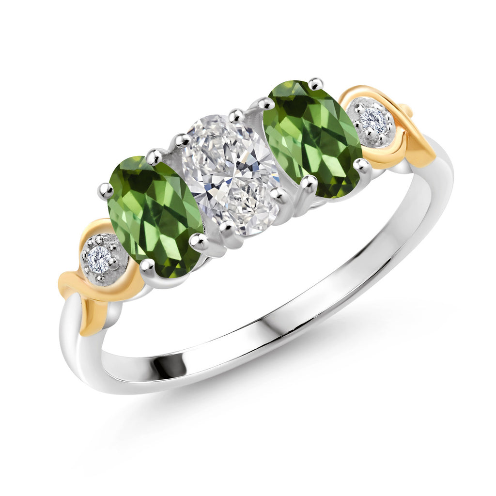 Green Tourmaline - October_8_Ring in 925 Sterling Silver and 10K Yellow Gold
