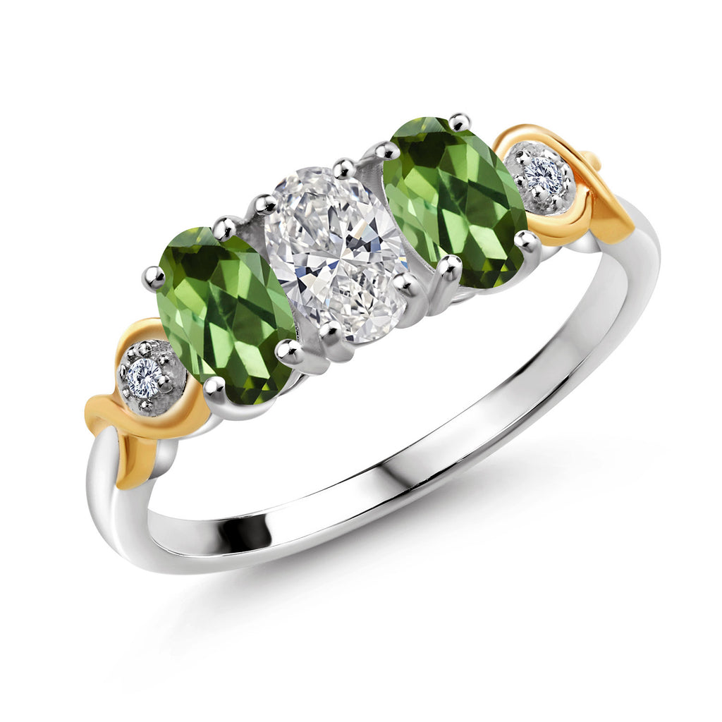 Green Tourmaline - October_9_Ring in 925 Sterling Silver and 10K Yellow Gold