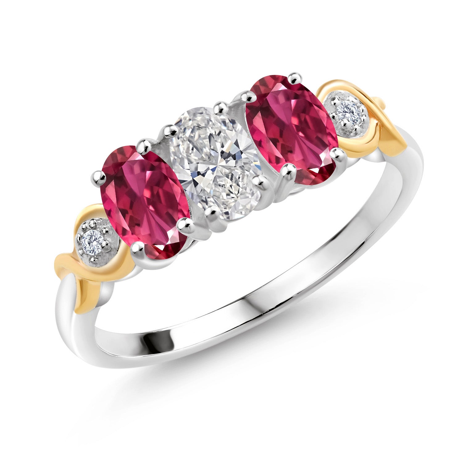 Pink Tourmaline - October_8_Ring in 925 Sterling Silver and 10K Yellow Gold