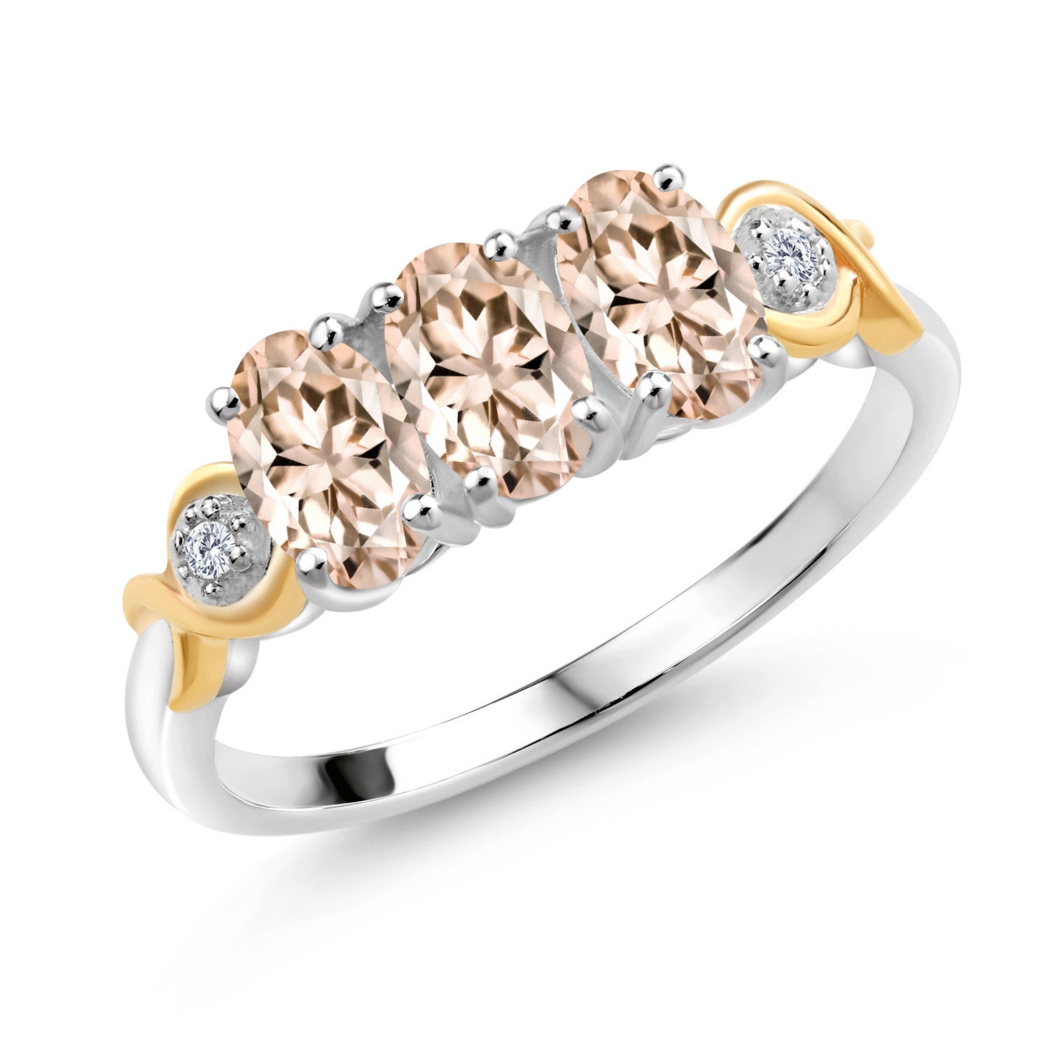 Morganite - October_8_Ring in 925 Sterling Silver and 10K Yellow Gold