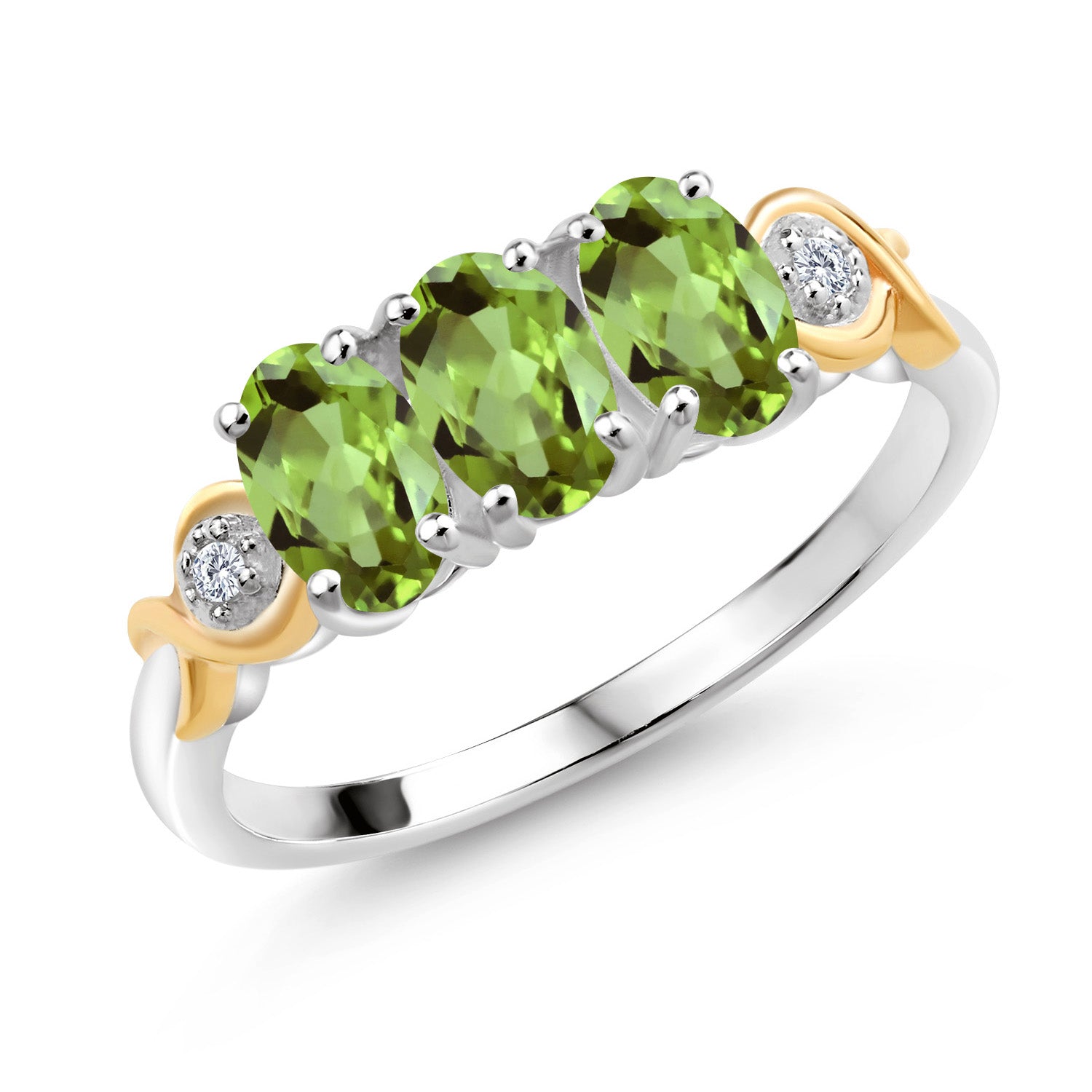 Peridot - August_8_Ring in 925 Sterling Silver and 10K Yellow Gold