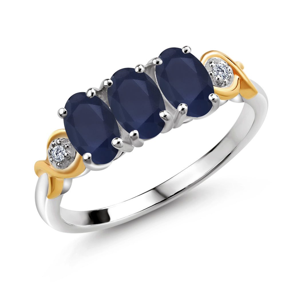 Blue Sapphire - September_9_Ring in 925 Sterling Silver and 10K Yellow Gold