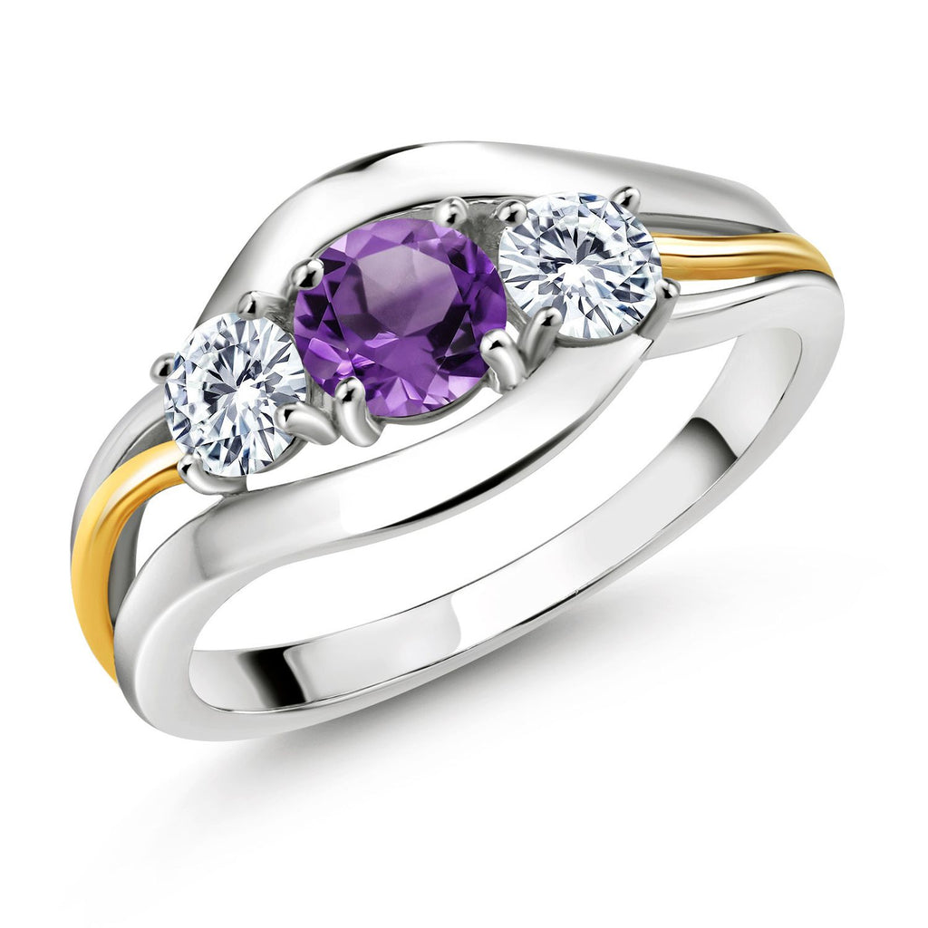 Amethyst - February_6_Ring in 925 Sterling Silver and 10K Yellow Gold