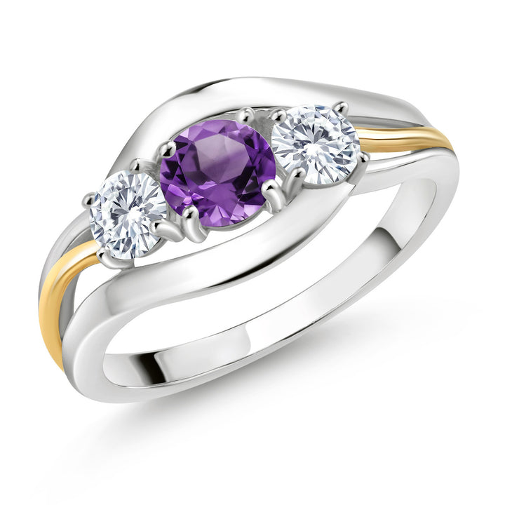 Amethyst - February_5_Ring in 925 Sterling Silver and 10K Yellow Gold