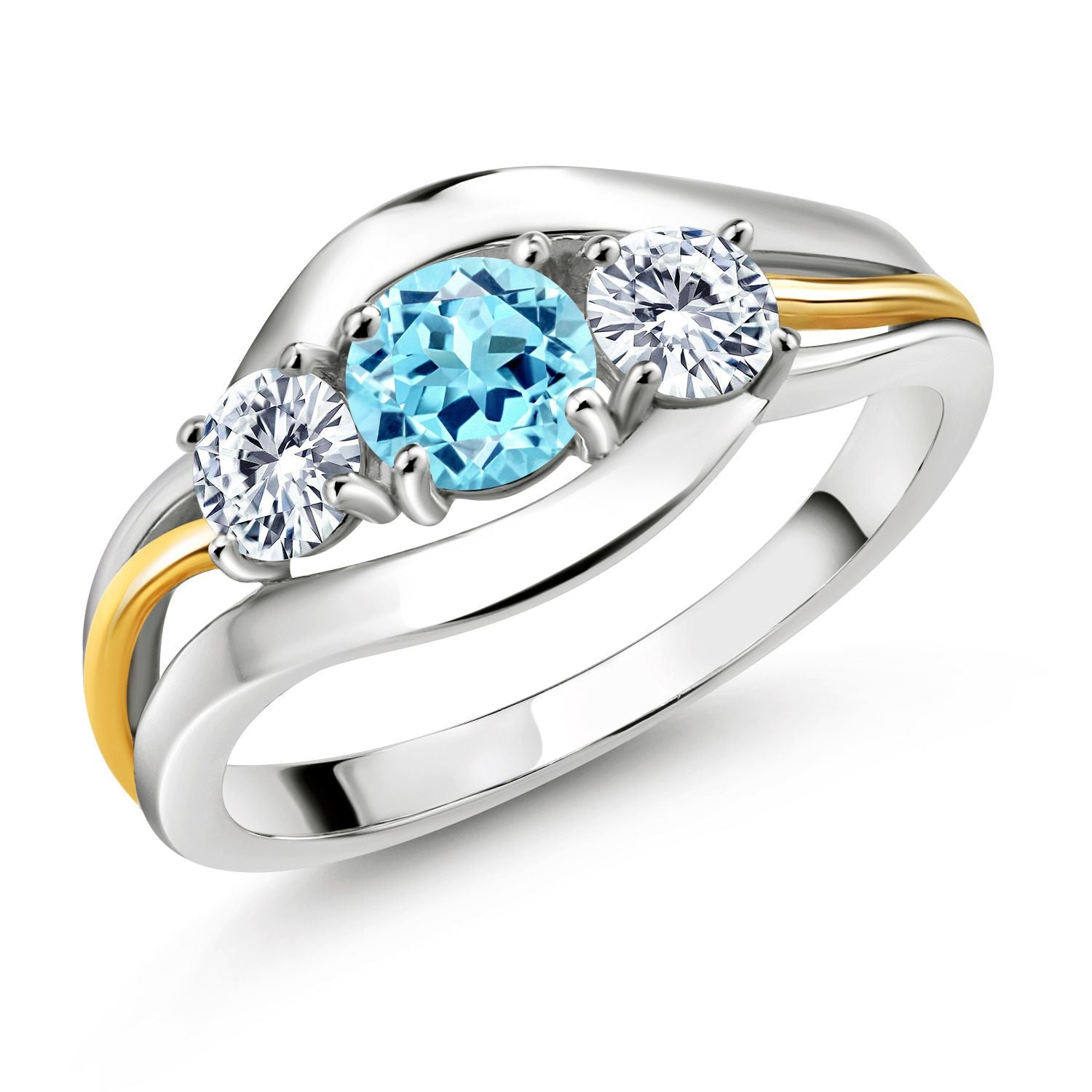 Ring in 925 Sterling Silver and 10K Yellow Gold