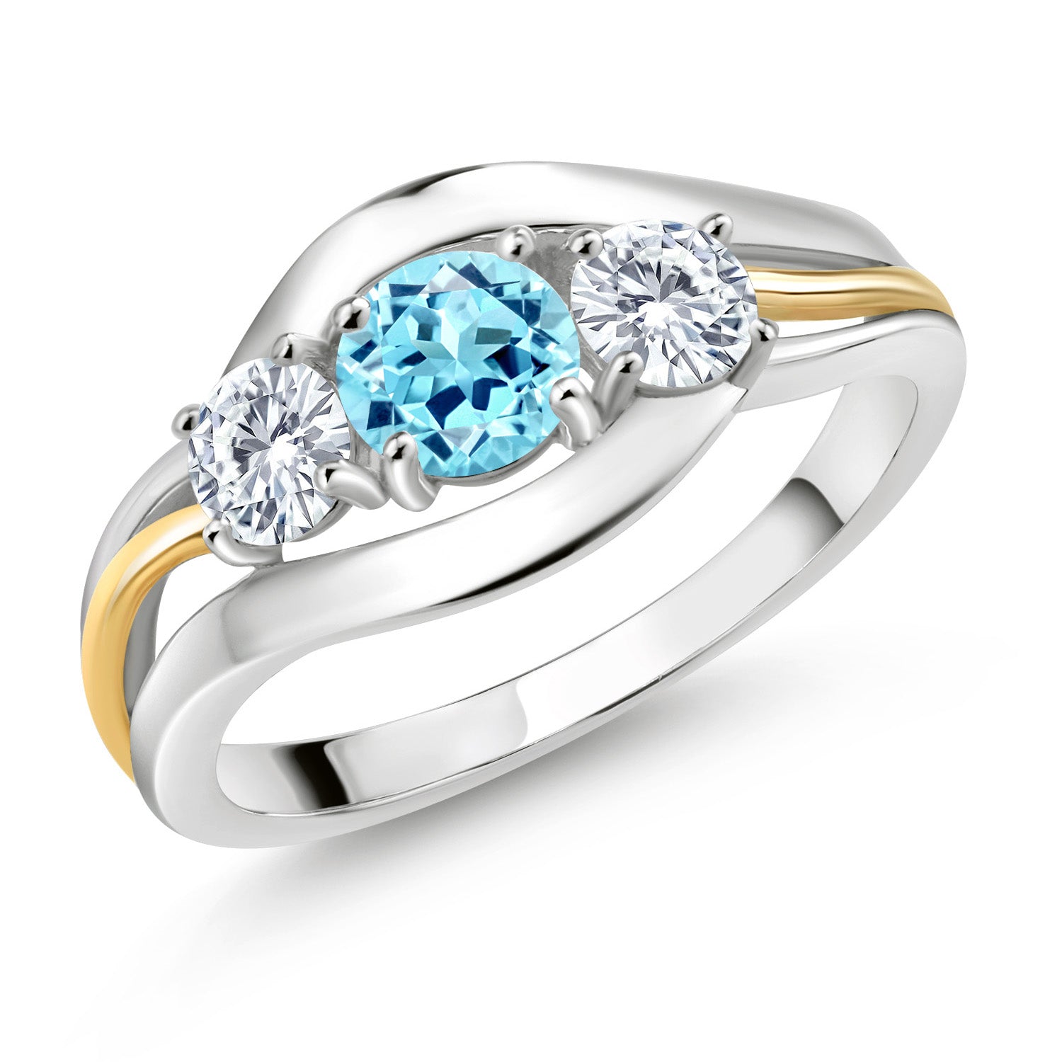 Ring in 925 Sterling Silver and 10K Yellow Gold