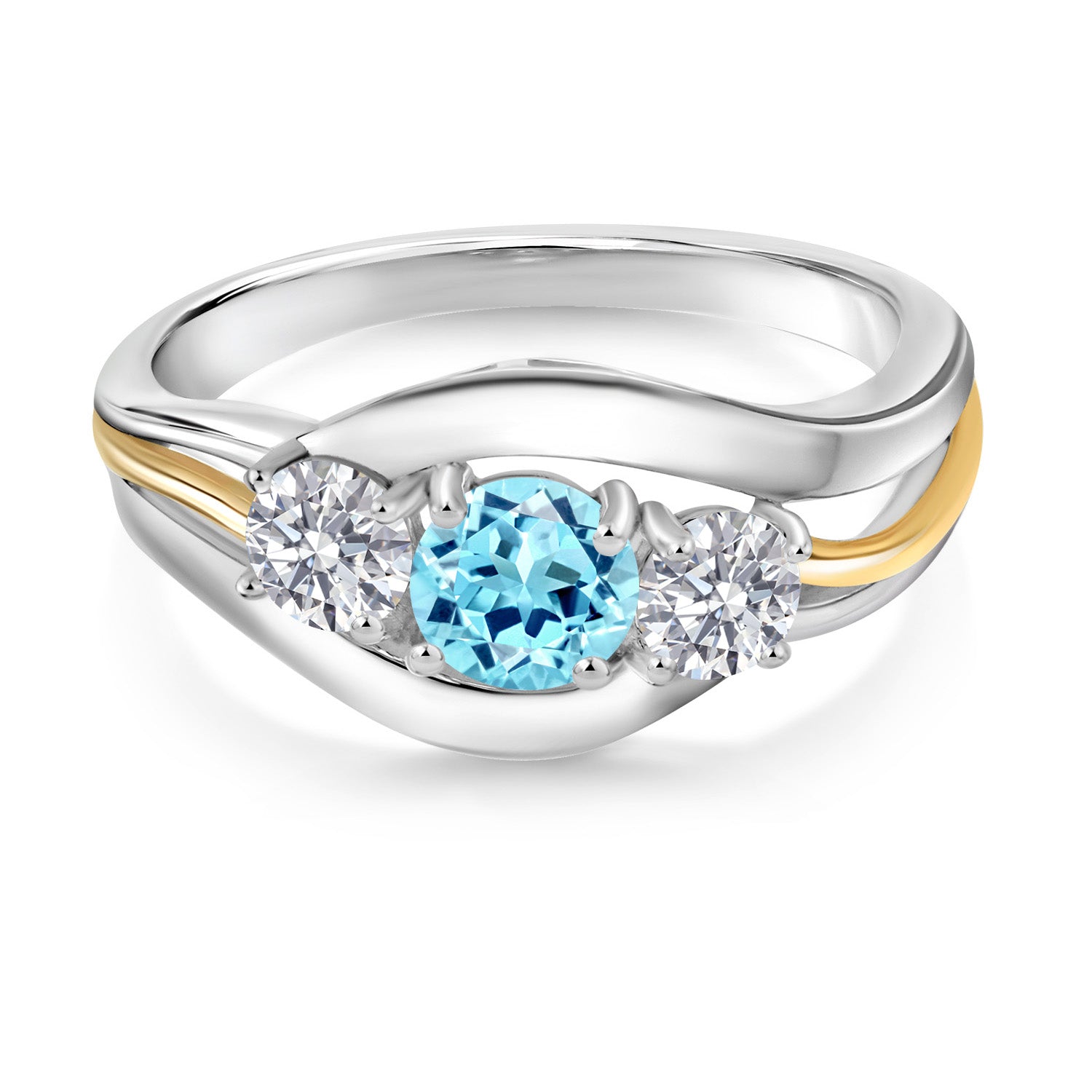 Ring in 925 Sterling Silver and 10K Yellow Gold