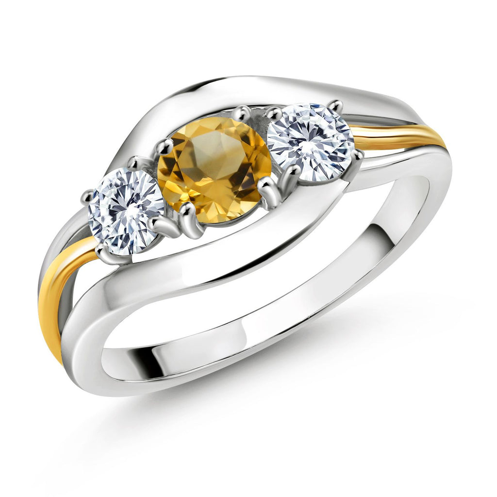 Citrine - November_7_Ring in 925 Sterling Silver and 10K Yellow Gold