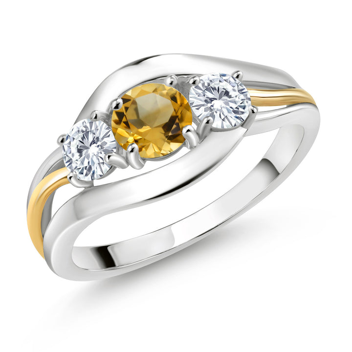 Citrine - November_5_Ring in 925 Sterling Silver and 10K Yellow Gold