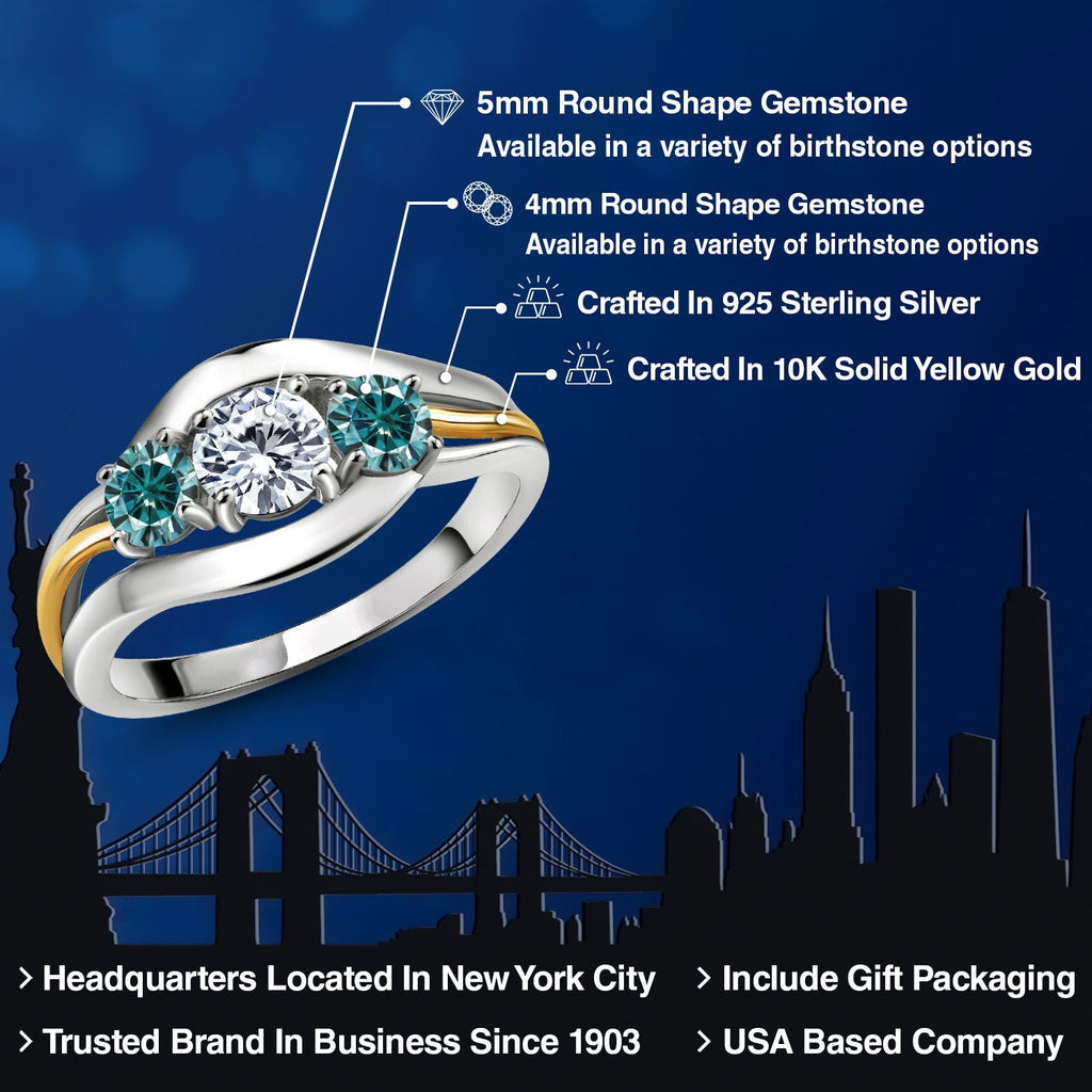 Ring in 925 Sterling Silver and 10K Yellow Gold
