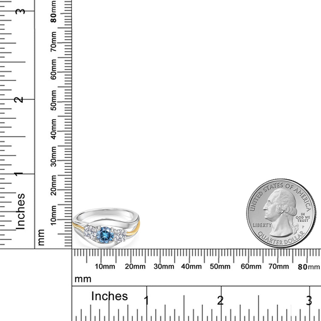 Ring in 925 Sterling Silver and 10K Yellow Gold