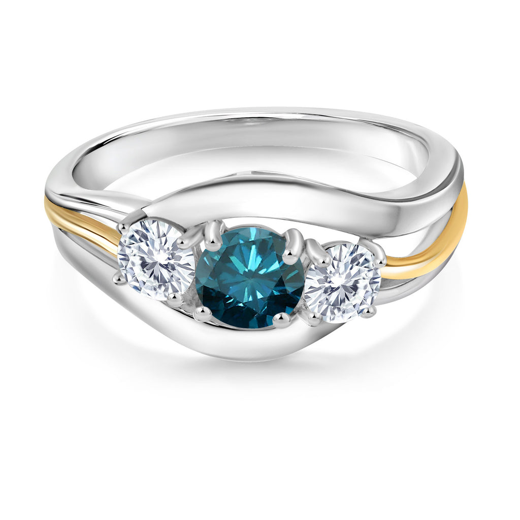 Ring in 925 Sterling Silver and 10K Yellow Gold