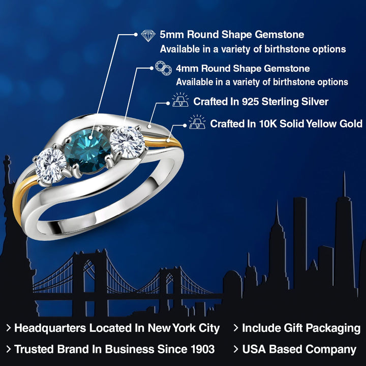 Ring in 925 Sterling Silver and 10K Yellow Gold
