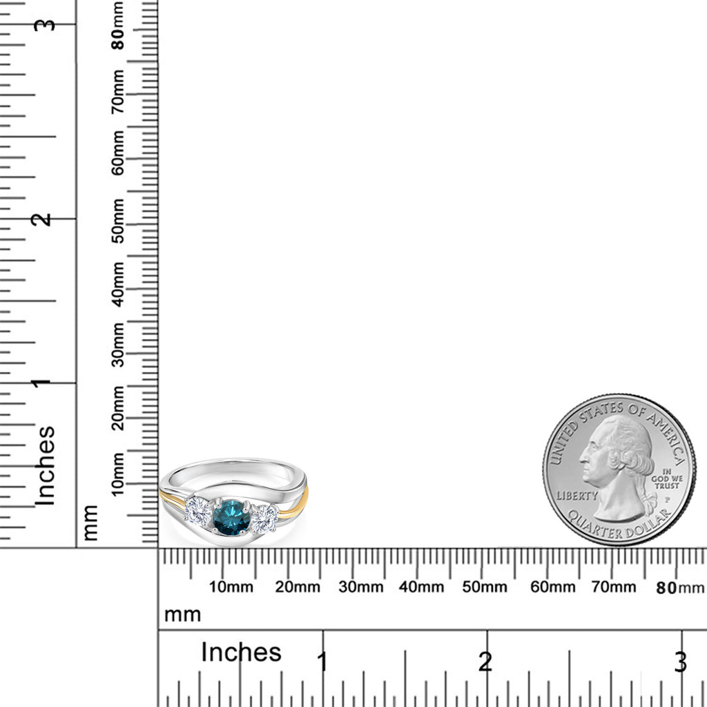 Ring in 925 Sterling Silver and 10K Yellow Gold