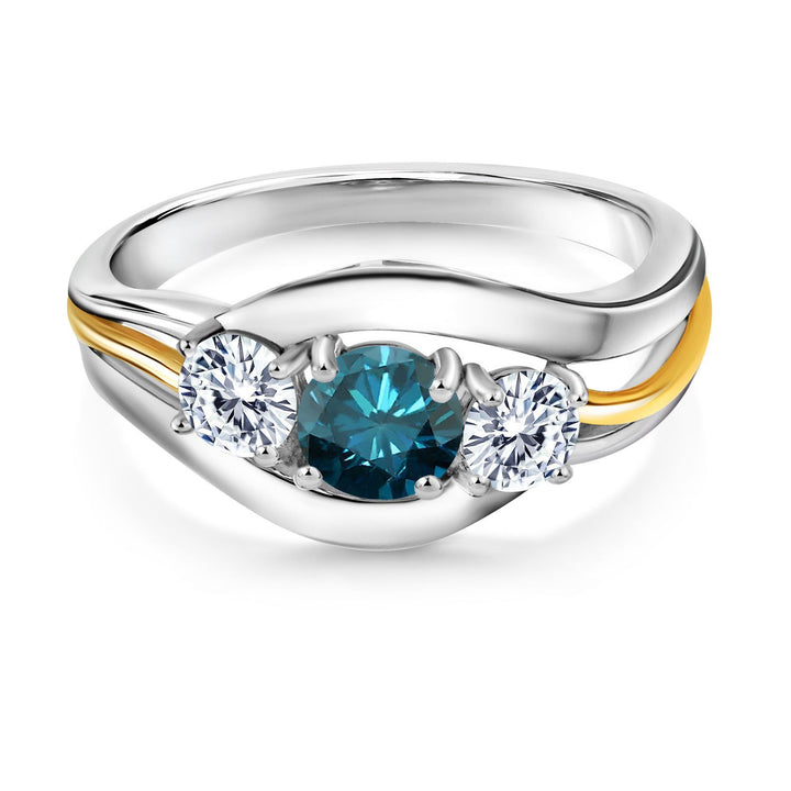 Ring in 925 Sterling Silver and 10K Yellow Gold