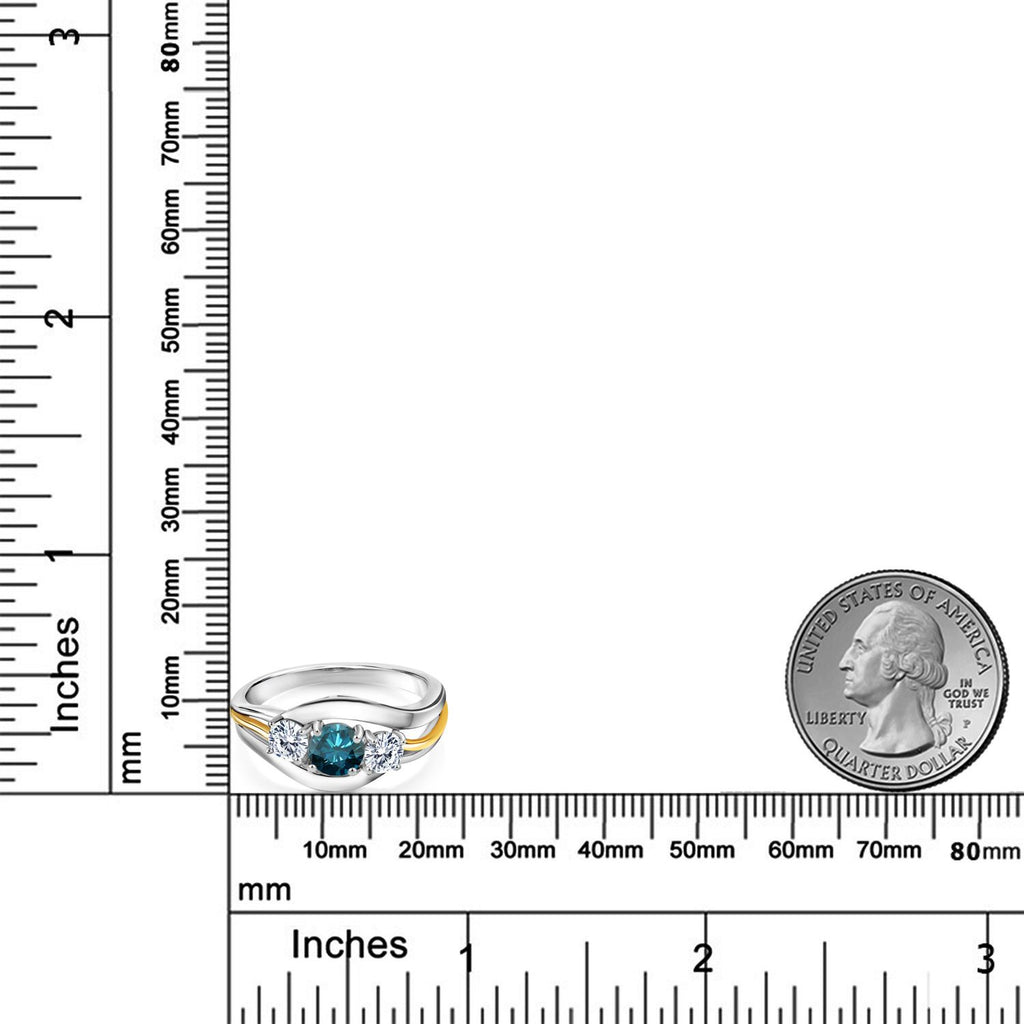Ring in 925 Sterling Silver and 10K Yellow Gold