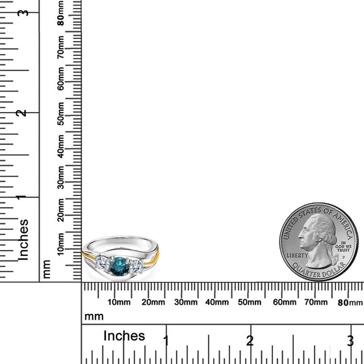 Ring in 925 Sterling Silver and 10K Yellow Gold