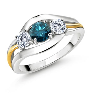 Ring in 925 Sterling Silver and 10K Yellow Gold